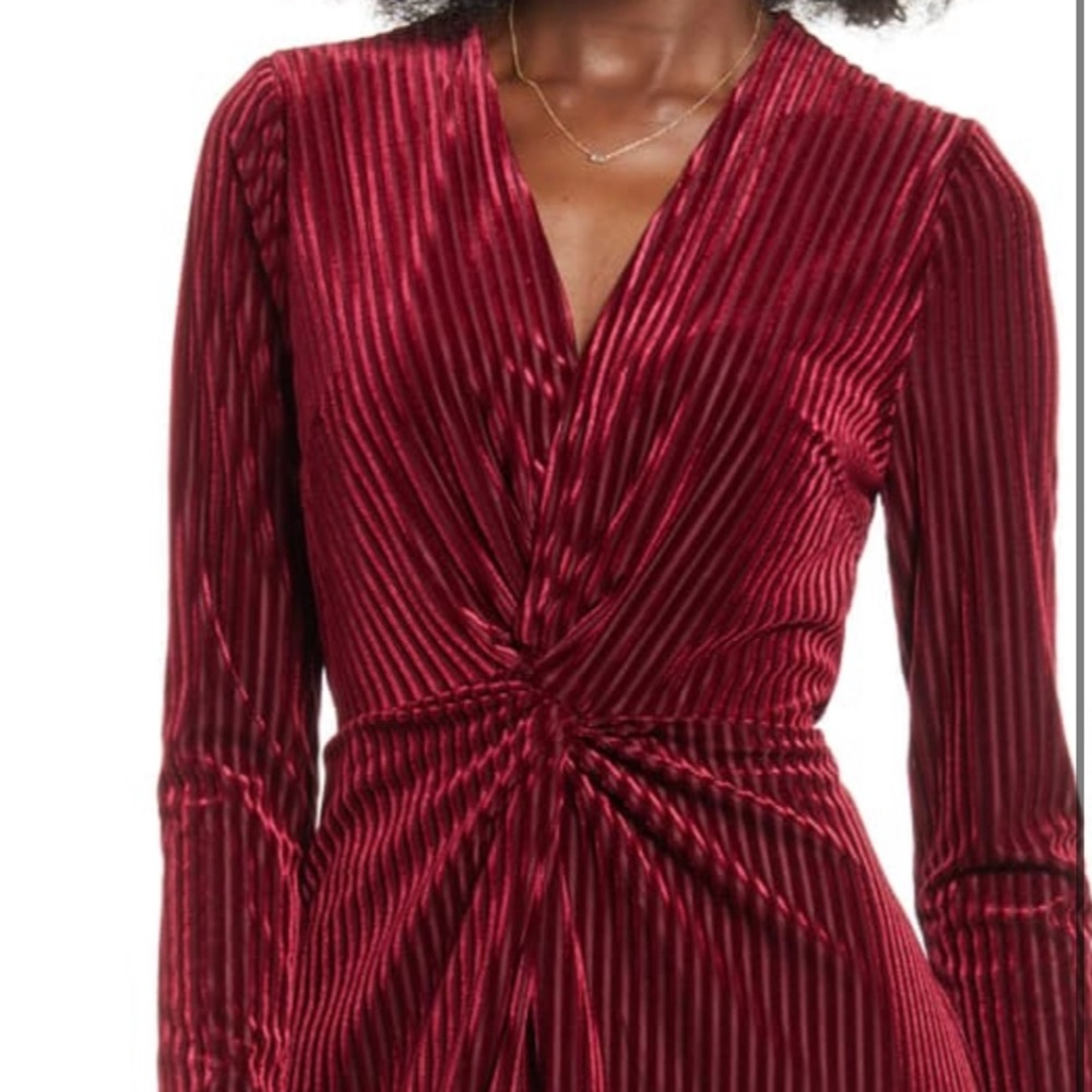NWT All in Favor Burgundy Velvet Knot Dress Size M